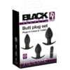 Black Velvet analplug sæt med 3 silikone plugs og vibrator i sort