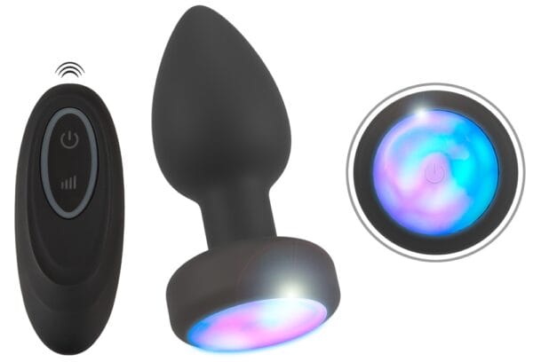 Anos Fjernbetjent Anal Plug med Vibrator og Lys