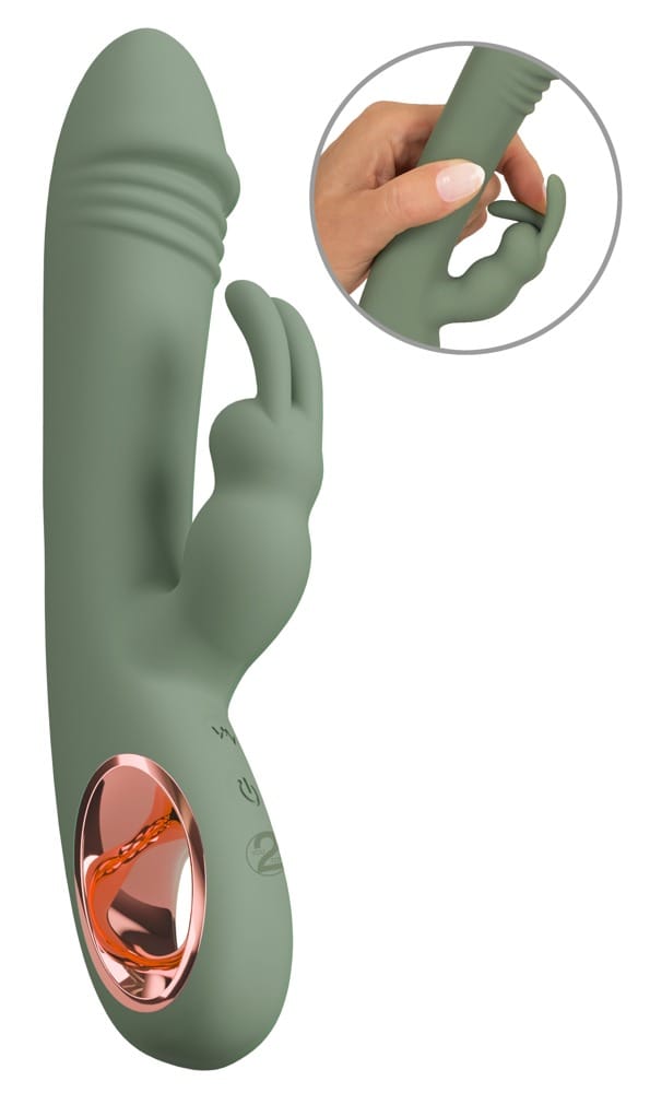 Slim Rabbit Vibrator Olive med Klitoris Stimulator