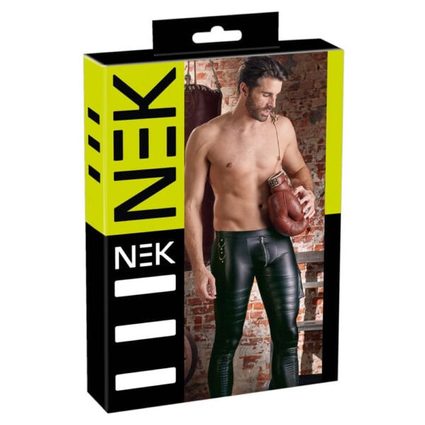 Herre wetlook bukser med tætsiddende snit og Biker Style